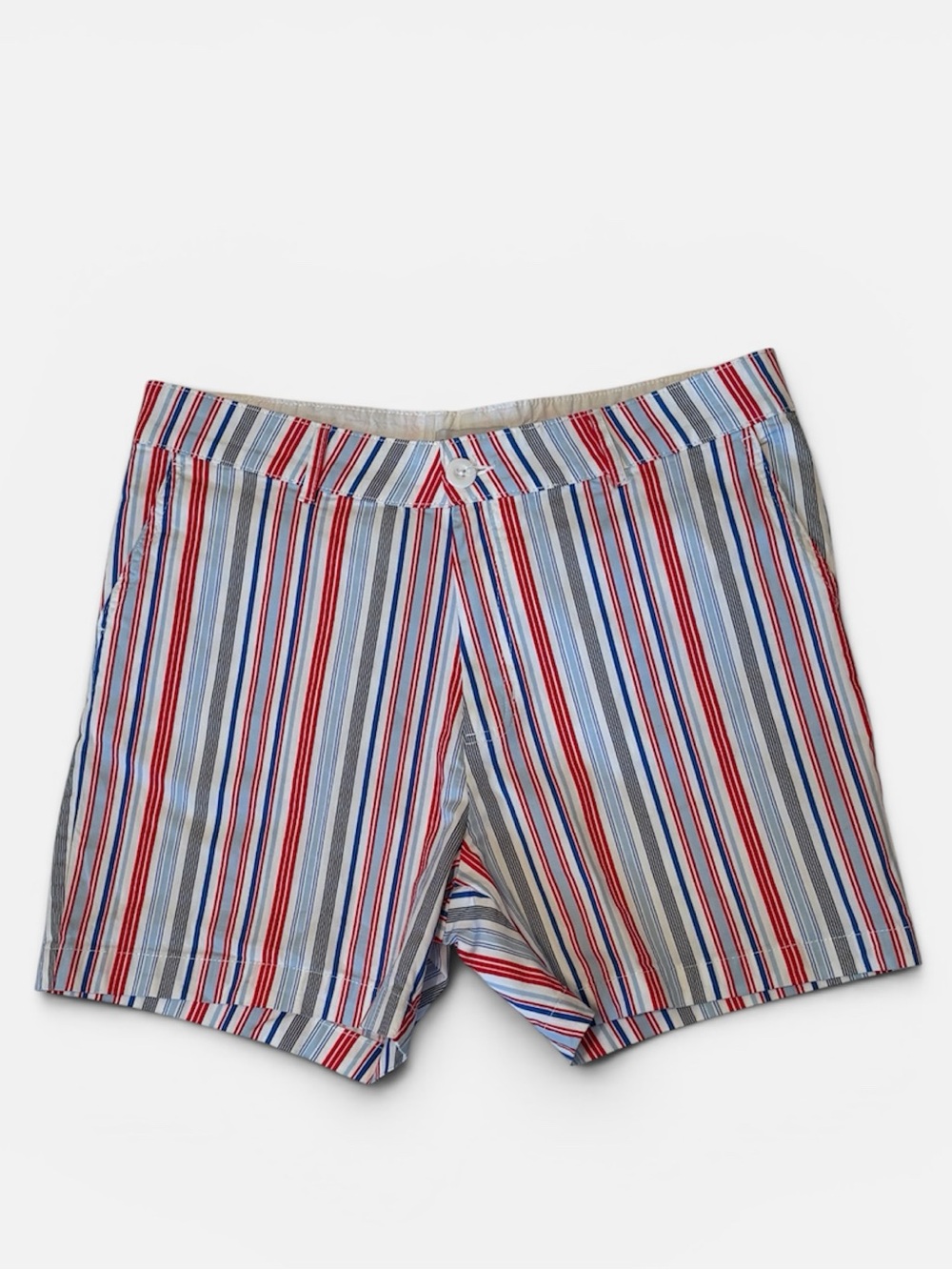 🇺🇸 CARIBBEAN JOE Red White & Blue Striped Cotton Shorts Size 12 🇺🇸